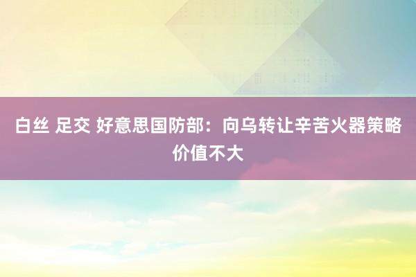 白丝 足交 好意思国防部：向乌转让辛苦火器策略价值不大