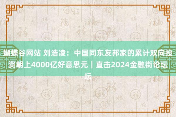 蝴蝶谷网站 刘浩凌：中国同东友邦家的累计双向投资朝上4000亿好意思元｜直击2024金融街论坛