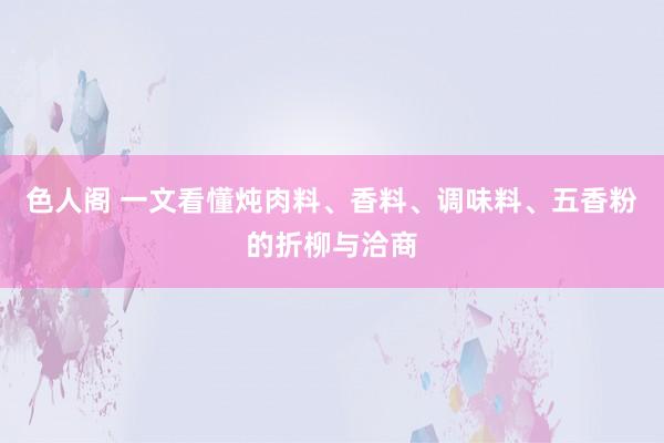 色人阁 一文看懂炖肉料、香料、调味料、五香粉的折柳与洽商