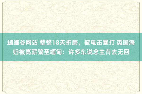 蝴蝶谷网站 整整18天折磨，被电击暴打 英国海归被高薪骗至缅甸：许多东说念主有去无回