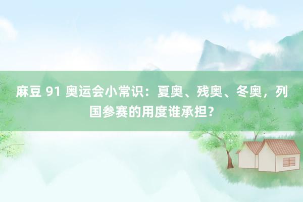 麻豆 91 奥运会小常识：夏奥、残奥、冬奥，列国参赛的用度谁承担？