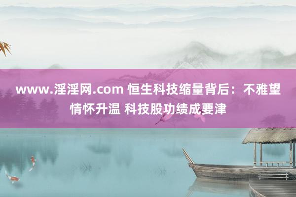 www.淫淫网.com 恒生科技缩量背后：不雅望情怀升温 科技股功绩成要津