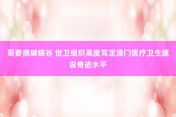 哥要搞蝴蝶谷 世卫组织高度笃定澳门医疗卫生建设奇迹水平