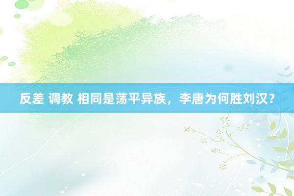 反差 调教 相同是荡平异族，李唐为何胜刘汉？
