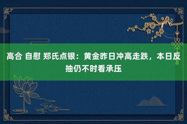 高合 自慰 郑氏点银：黄金昨日冲高走跌，本日反抽仍不时看承压