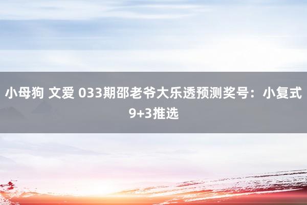 小母狗 文爱 033期邵老爷大乐透预测奖号：小复式9+3推选