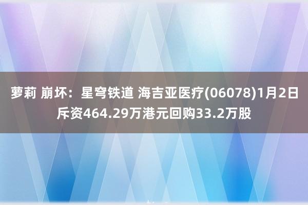 萝莉 崩坏：星穹铁道 海吉亚医疗(06078)1月2日斥资464.29万港元回购33.2万股