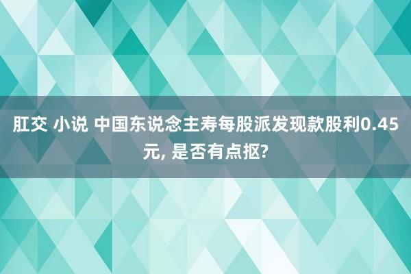 肛交 小说 中国东说念主寿每股派发现款股利0.45元， 是否有点抠?