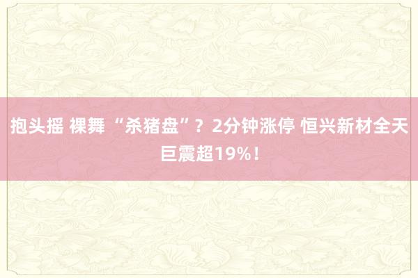 抱头摇 裸舞 “杀猪盘”？2分钟涨停 恒兴新材全天巨震超19%！