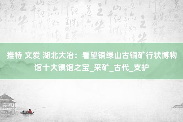 推特 文爱 湖北大冶：看望铜绿山古铜矿行状博物馆十大镇馆之宝_采矿_古代_支护