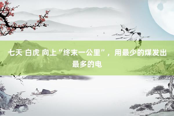 七天 白虎 向上“终末一公里”，用最少的煤发出最多的电