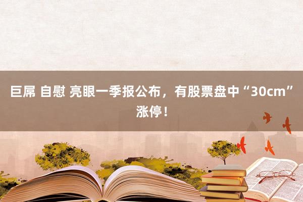 巨屌 自慰 亮眼一季报公布，有股票盘中“30cm”涨停！
