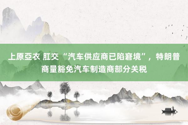 上原亞衣 肛交 “汽车供应商已陷窘境”，特朗普商量豁免汽车制造商部分关税