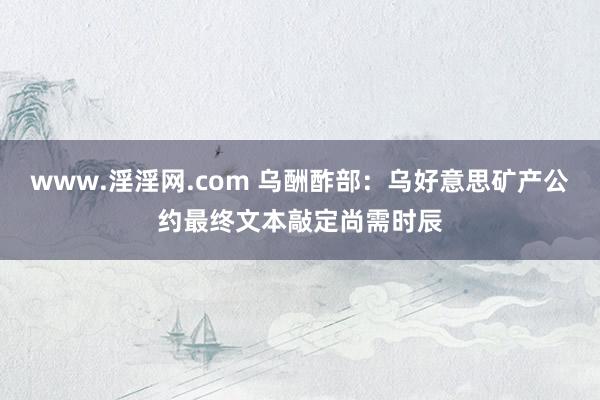 www.淫淫网.com 乌酬酢部：乌好意思矿产公约最终文本敲定尚需时辰