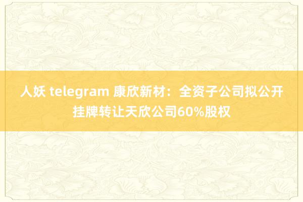 人妖 telegram 康欣新材：全资子公司拟公开挂牌转让天欣公司60%股权