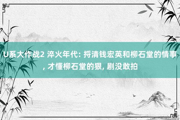 U系大作战2 淬火年代: 捋清钱宏英和柳石堂的情事， 才懂柳石堂的狠， 剧没敢拍